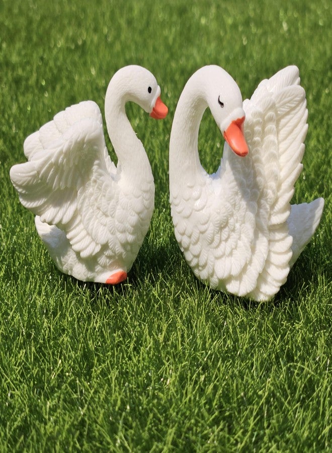 ARUNA DECOR Miniature Swan Mini Figurines Miniature Garden Decor Fairy Garden Set of 2 (White Swan) - Image 1